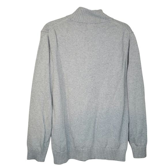 LL Bean Mens Size L Tall Sleeve Gray 1/4 Zip Pullover Sweater Ribbed Knit Trim - Picture 6 of 9